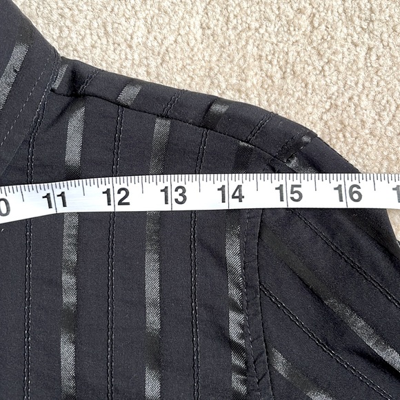 Zara Basic long sleeve blouse in black with satin- look stripes. Size USL - Picture 3 of 9